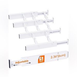 Lifewit 5 Pack Drawer Dividers 2.36" High, 16"-22" Adjustable Drawer Organizer